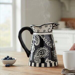 PATTERNED PITCHER – Black & White, Modern Farmhouse, Kitchen Decor, Monochrome